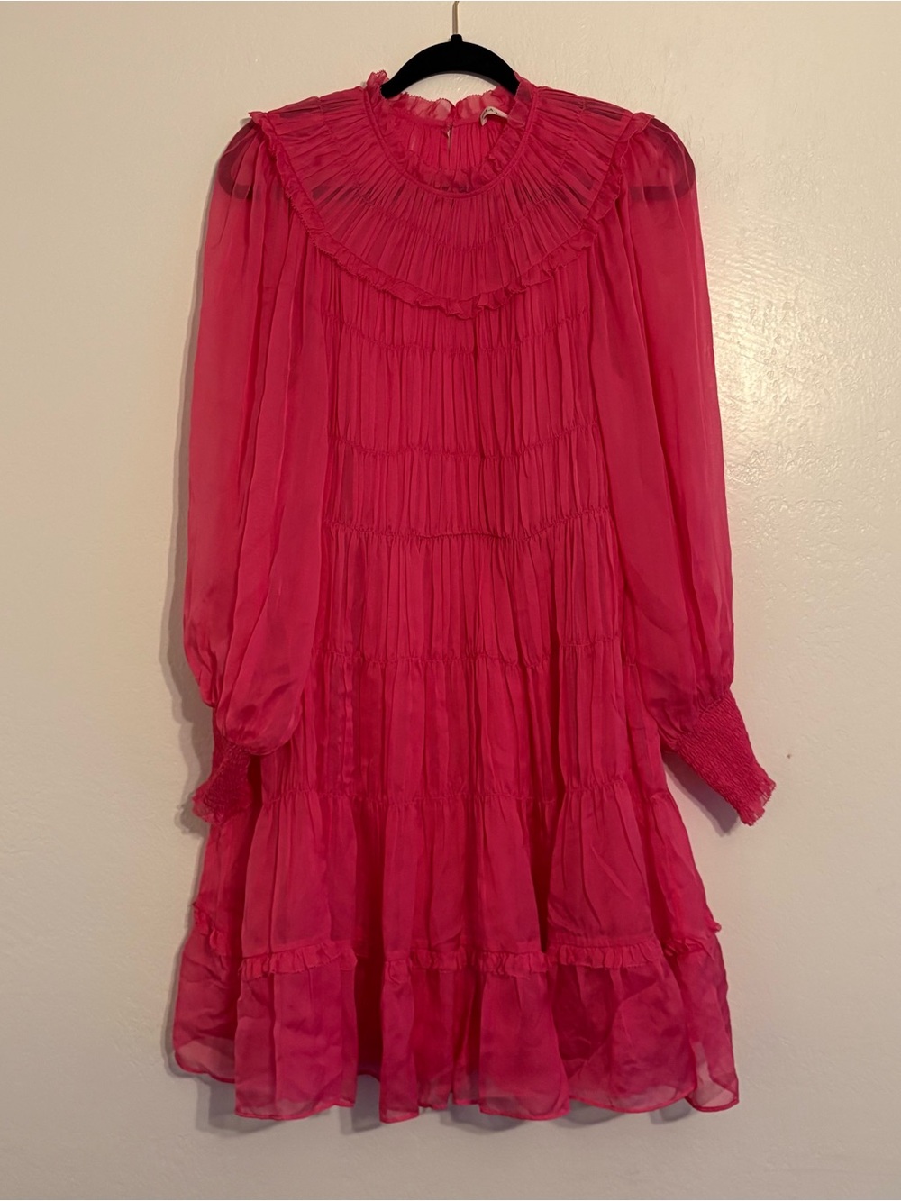 Ulla Johnson Hot Pink Ruffled Tiered Dress